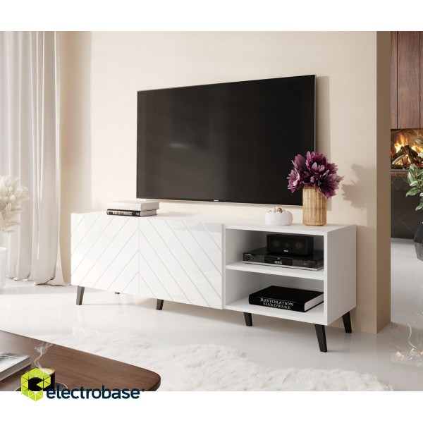 RTV cabinet ABETO 150x42x52 white/white glossy фото 4