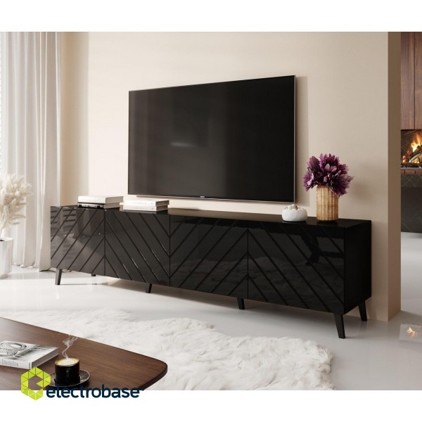 RTV cabinet ABETO 200x42x52 black glossy image 3