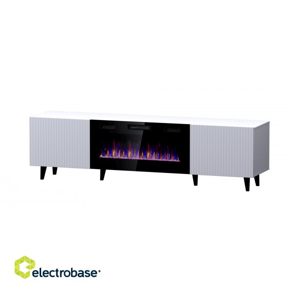 RTV cabinet PAFOS EF with electric fireplace 180x42x49 cm white matt image 1