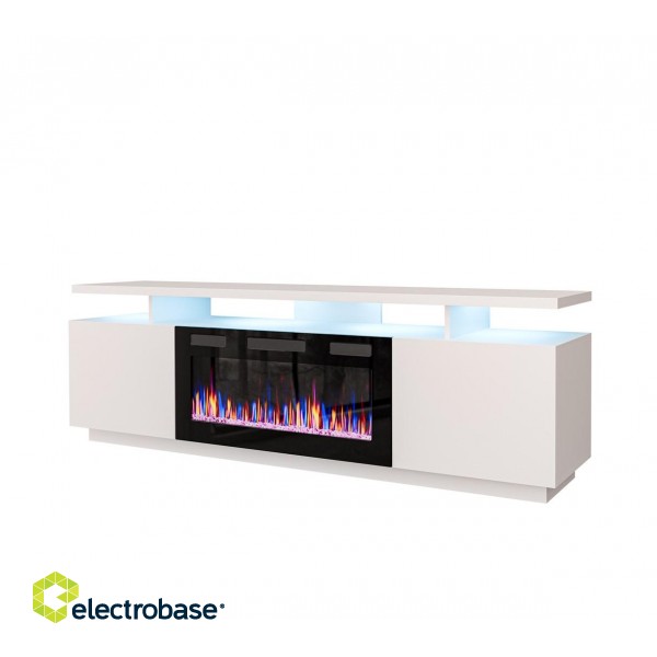 RTV EVA cabinet with electric fireplace 180x40x52 cm white/gloss white image 1