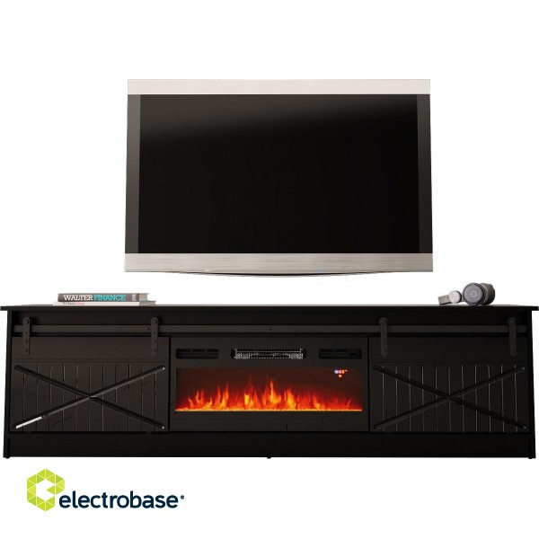 RTV GRANERO + fireplace cabinet 200x56.7x35 black/black gloss image 2