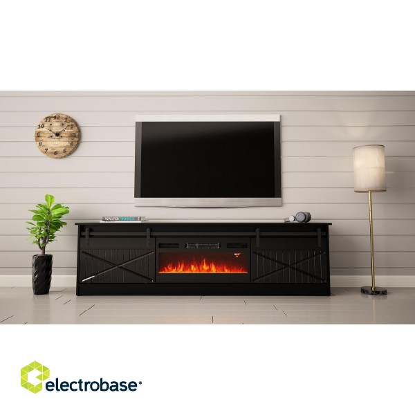 RTV GRANERO + fireplace cabinet 200x56.7x35 black/black gloss image 3