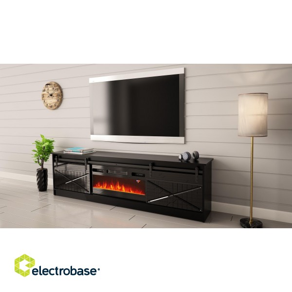 RTV GRANERO + fireplace cabinet 200x56.7x35 black/black gloss image 4