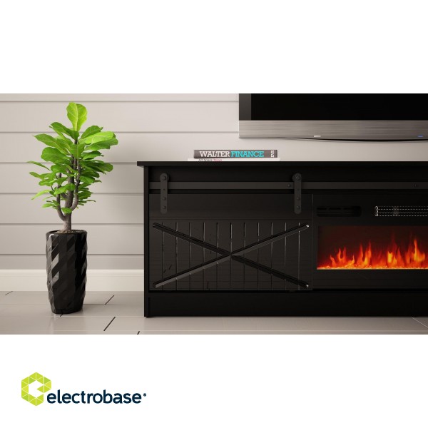 RTV GRANERO + fireplace cabinet 200x56.7x35 black/black gloss image 5