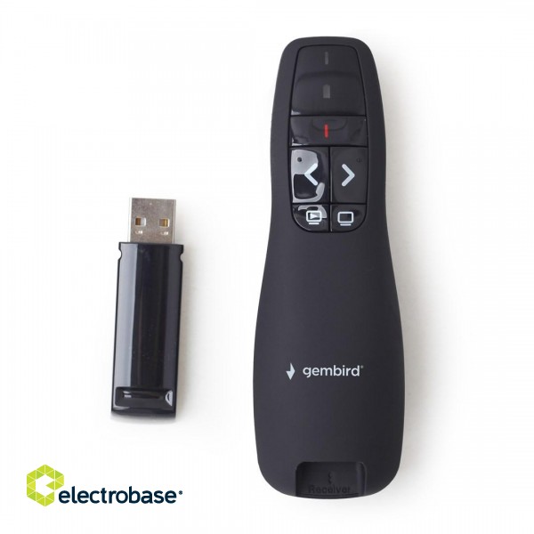 Gembird *Wireless presenter with laser pointer 660 nm 10 m Black paveikslėlis 2