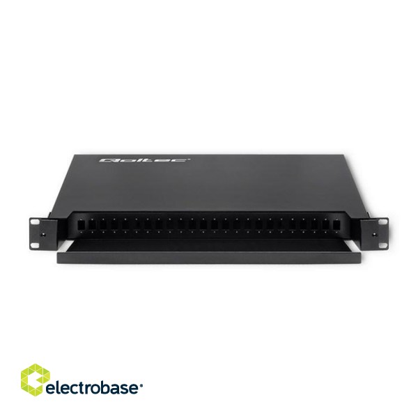 Qoltec 54480 Fiber optic switch board on sliding ODF rail | 24 ports | SC / SX image 2