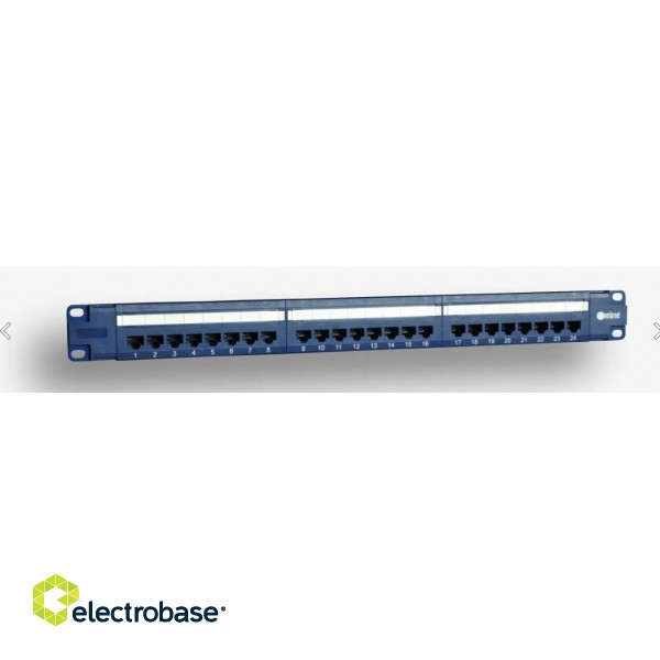 EMITERNET PANEL 19", 24XRJ45 UTP CAT.6 (1U) WITH SHELF, BLUE (POE)