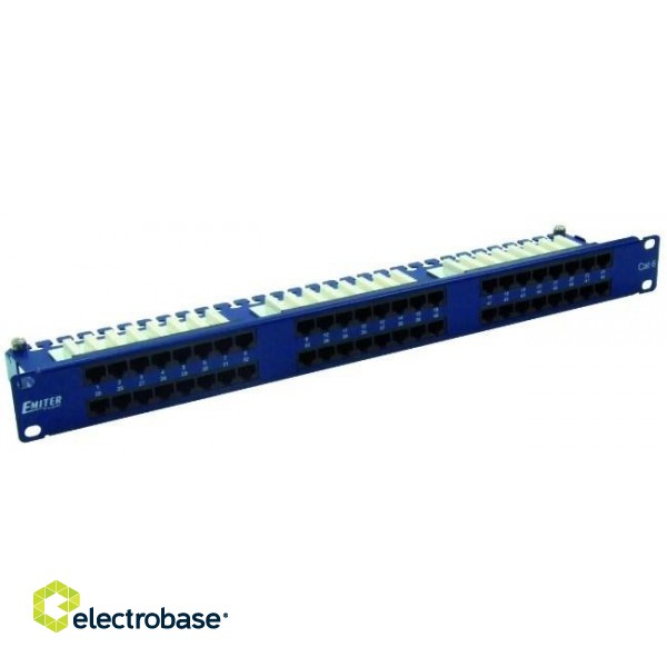 EMITERNET PANEL 19", 48XRJ45 UTP CAT.6 (1U) WITH SHELF, BLUE