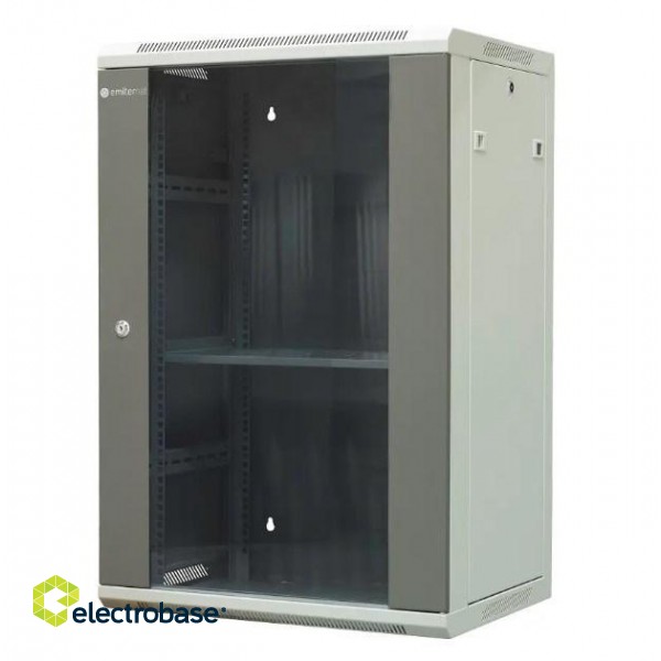 EMITERNET Separate hanging cabinet 19" 18U, sheet metal/glass doors, 600×450×910mm width/depth/height EM/AP6418