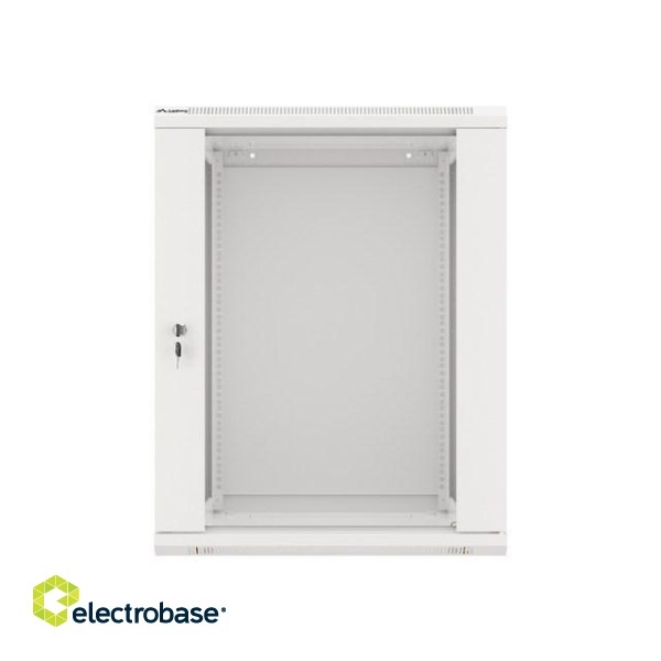 Lanberg wall-mounted installation rack cabinet 19'' 15U 600x600mm gray (glass door) фото 2