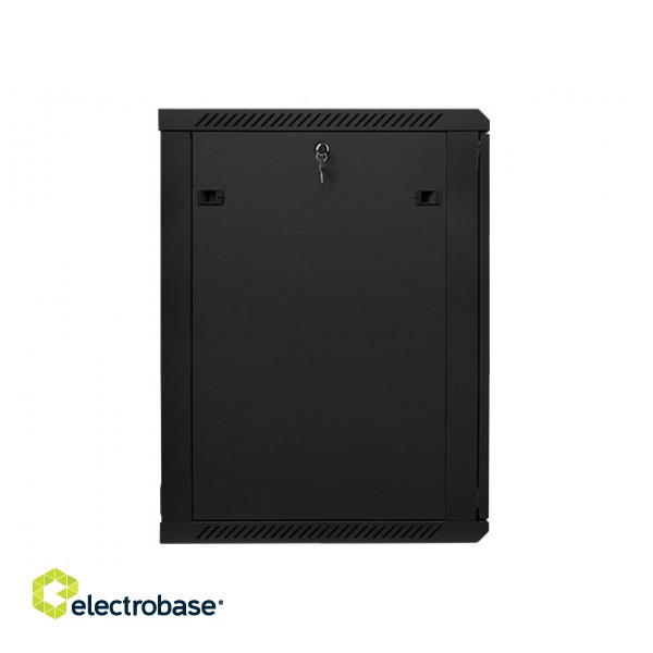 Lanberg wall-mounted installation rack cabinet 19'' 18U 600x600mm black (glass door) image 3