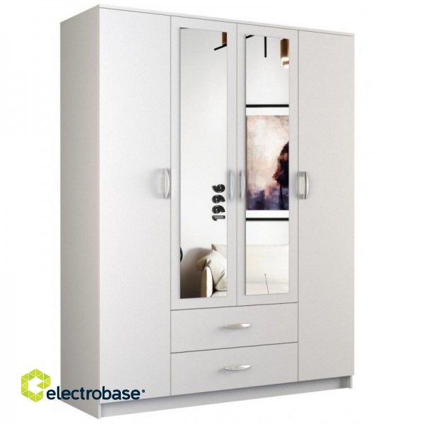 Topeshop ROMANA 160 BIEL bedroom wardrobe/closet 11 shelves 4 door(s) White image 1