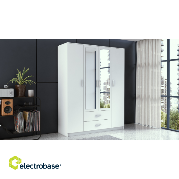 Topeshop ROMANA 160 BIEL bedroom wardrobe/closet 11 shelves 4 door(s) White image 3