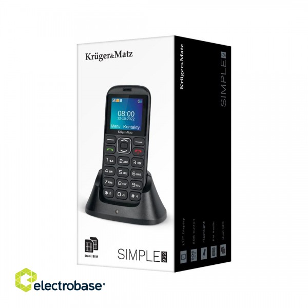 Kruger & Matz KM0922 4G 4,5 cm (1.77") 72g Black, Senior phone фото 1