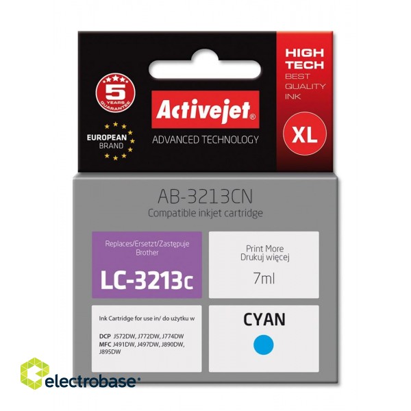 Activejet AB-3213CN Ink cartridge (replacement for Brother LC3213C; Supreme; 7 ml; cyan)