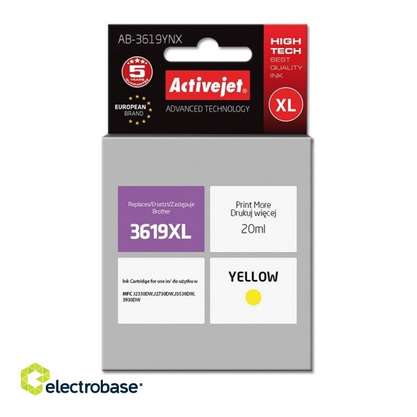 Activejet AB-3619YNX Ink cartridge (replacement for Brother LC3619Y XL; Supreme; 20 ml; yellow)