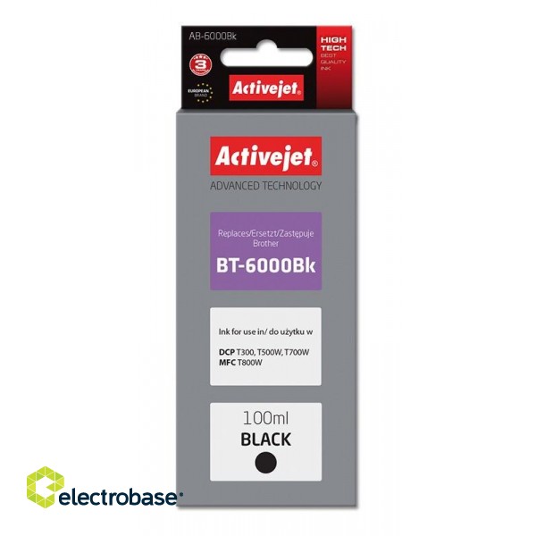 Activejet AB-6000Bk Ink Bottle (Replacement for Brother BT-6000BK; Supreme; 100 ml; black)