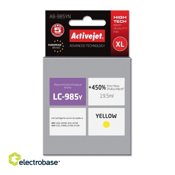 Activejet AB-985YN ink (replacement for Brother LC985Y; Supreme; 19.5 ml; yellow)