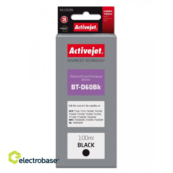 Activejet AB-D60Bk Ink Cartridge (replacement for Brother BT-D60Bk; Supreme; 100 ml; black)