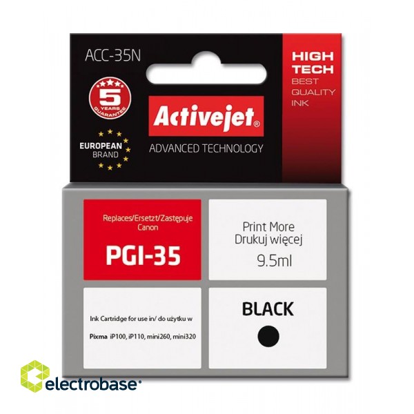 Activejet ACC-35N Ink cartridge (replacement for Canon PGI-35; Supreme; 9.5 ml; black) paveikslėlis 1