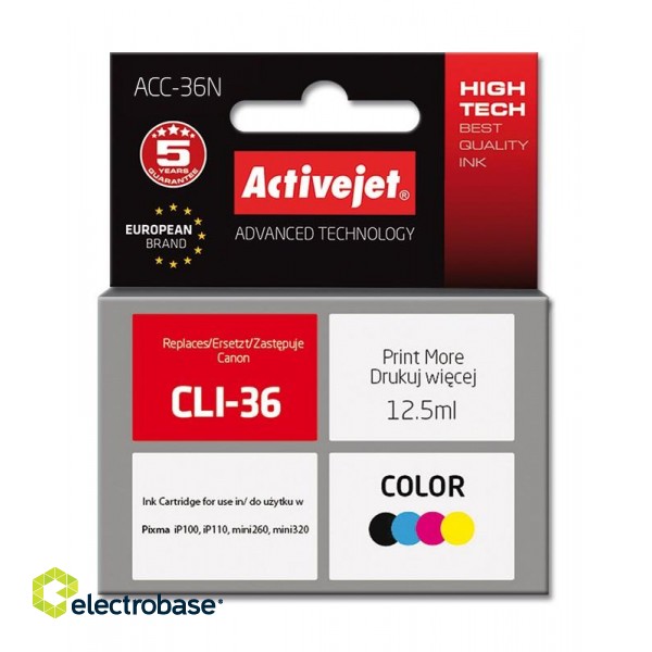 Activejet ACC-36N Ink cartridge (replacement for Canon CLI-36; Supreme; 12.5 ml; colour) image 1