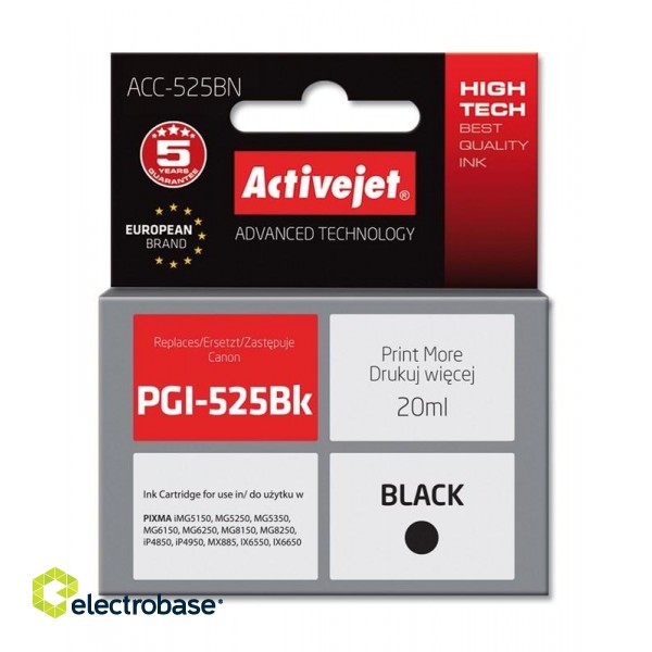 Activejet ACC-525BN ink (replacement for Canon PGI-525Bk; Supreme; 20 ml; black) paveikslėlis 1