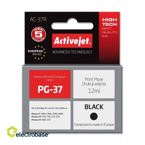 Activejet AC-37R Ink cartridge (replacement for Canon PG-37; Premium; 12 ml; black) paveikslėlis 1