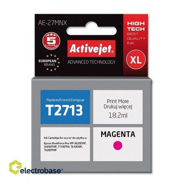 Activejet AE-27MNX Ink cartridge (replacement for Epson 27XL T2713; Supreme; 18 ml; magenta)