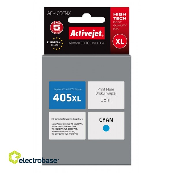 Activejet AE-405CNX ink (replacement for Epson 405XL C13T05H24010; Supreme; 18ml; cyan) image 1