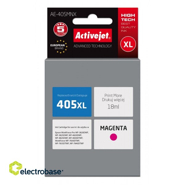 Activejet AE-405MNX Ink cartridge (replacement for Epson 405XL C13T05H34010; Supreme; 18ml; magenta) image 1