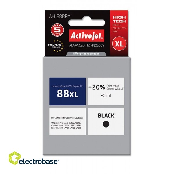 Activejet AH-88BRX Ink cartridge (replacement for HP 88XL C9396AE; Premium; 80 ml; black) image 1