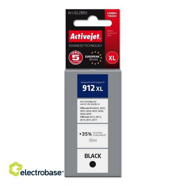 Activejet AH-912BRX Ink Cartridge (replacement for HP 912XL 3YL84AE; Premium; 1100 pages; 30 ml, black)