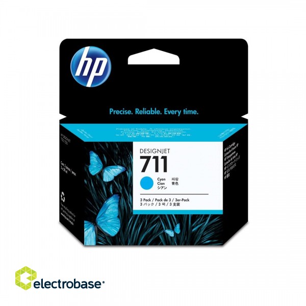 HP 711 3-pack 29-ml Cyan DesignJet Ink Cartridges фото 4