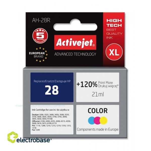 Activejet AH-28R Ink cartridge (replacement for HP 28 C8728A; Premium; 21 ml; color) image 1