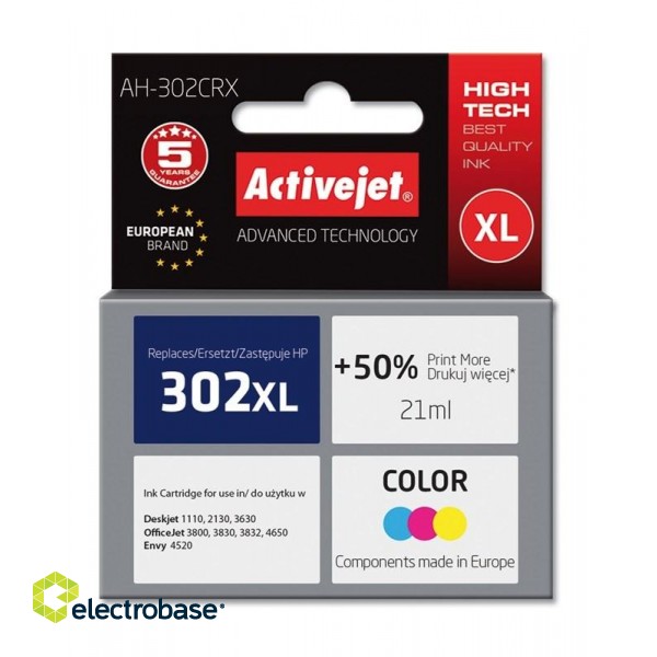 Activejet AH-302CRX ink (replacement for HP 302XL F6U67AE; Premium; 21 ml; color) image 1