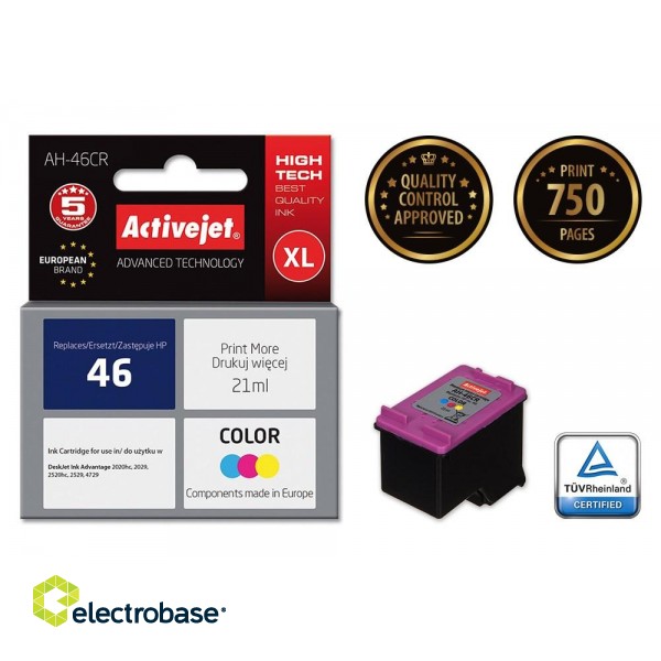 Activejet AH-46CR ink (replacement for HP 46 CZ638AA; Premium; 21 ml; color) фото 2