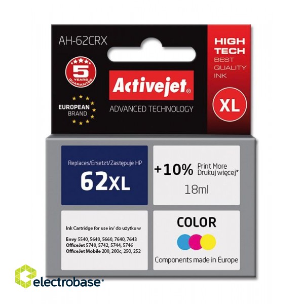 Activejet AH-62CRX ink (replacement for HP 62XL C2P07AE; Premium; 18 ml; color) image 1