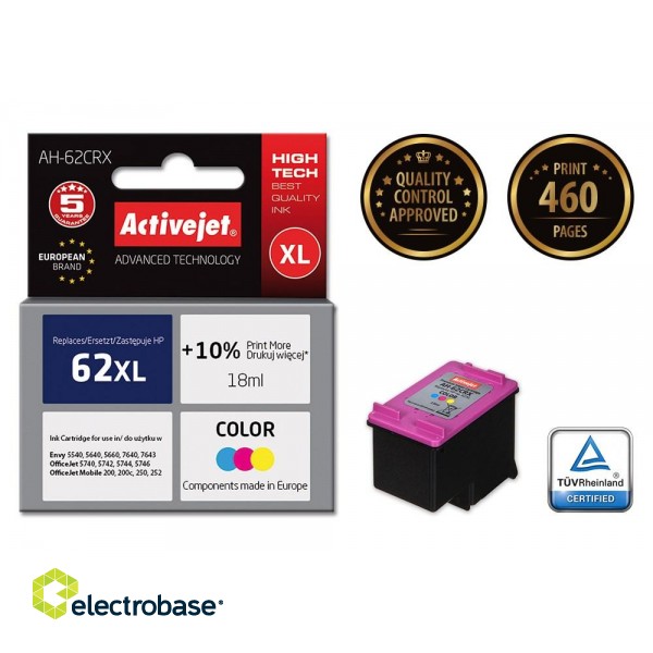 Activejet AH-62CRX ink (replacement for HP 62XL C2P07AE; Premium; 18 ml; color) image 2