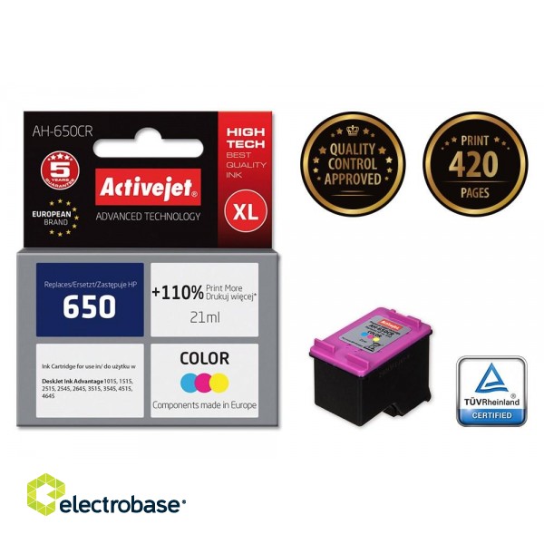 Activejet AH-650CR ink (replacement for HP 650 CZ102AE; Premium; 21 ml; color) image 2