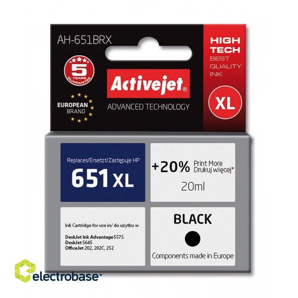 Activejet AH-651BRX Ink (replacement for HP 651 C2P10AE; Premium; 20 ml; black) image 1
