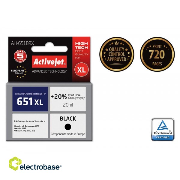 Activejet AH-651BRX Ink (replacement for HP 651 C2P10AE; Premium; 20 ml; black) image 2