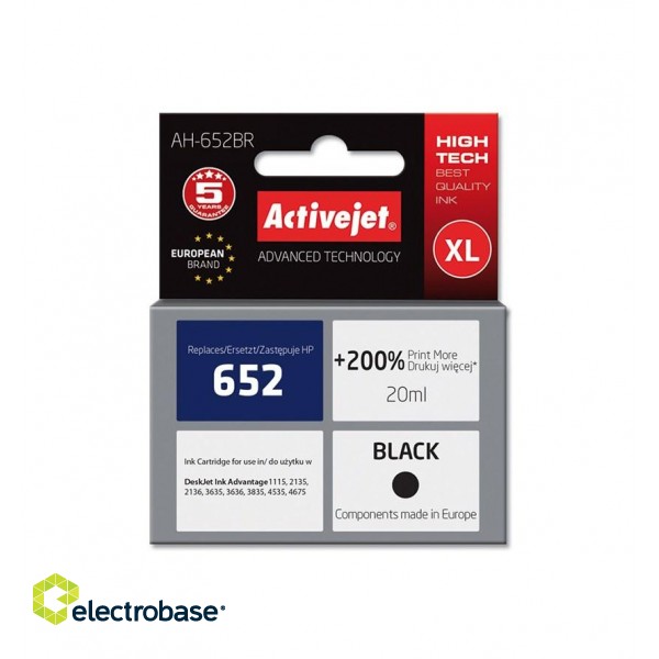 Activejet AH-652BR ink (replacement for HP 652 F6V25AE; Premium; 20 ml; black) image 1
