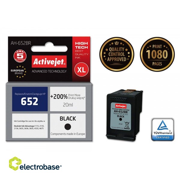 Activejet AH-652BR ink (replacement for HP 652 F6V25AE; Premium; 20 ml; black) image 2