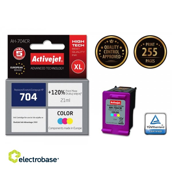 Activejet AH-704CR Ink Cartridge (replacement for HP 704 CN693AE; Premium; 21 ml; colour) paveikslėlis 2