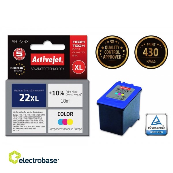 Activejet AH-22RX Ink cartridge (replacement for HP 22XL C9352A; Premium; 18 ml; color) image 2