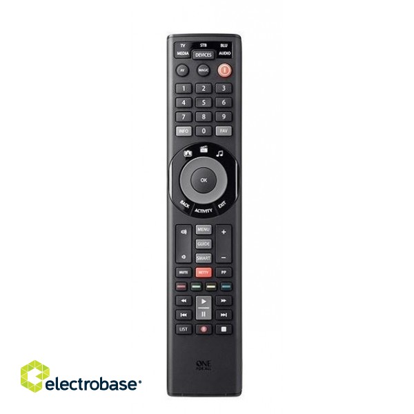 One For All Advanced Smart Control 5 remote control IR Wireless Audio, Cable, DTT, DVD/Blu-ray, Game console, Home cinema system, IPTV, Media player, SAT, STB, TNT, TV, TV set-top box Press buttons image 1
