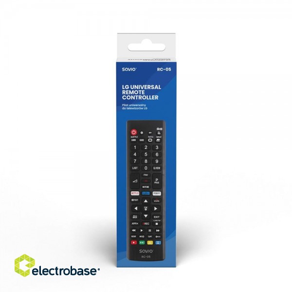 SAVIO Universal remote controller/replacement for LG TV RC-05 IR Wireless paveikslėlis 2