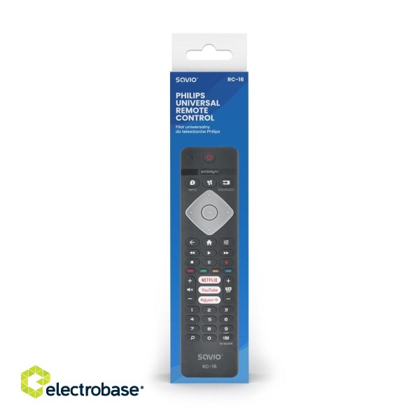 Savio universal remote control/replacement for Philips TV, SMART TV, RC-16 фото 2