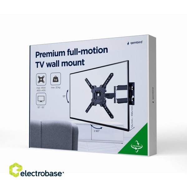 Gembird WM-55ST-01 Premium full-motion TV wall mount , 32”-55” (32 kg) image 7