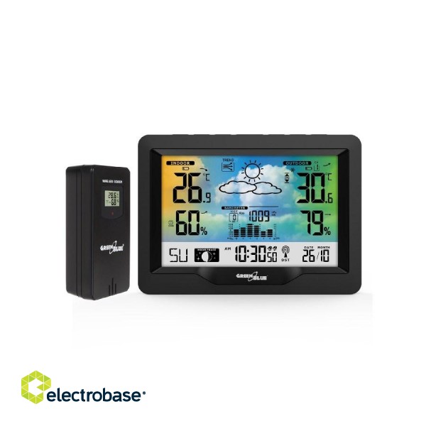 GreenBlue Wireless Weather Station, Colourful, DCF, Moon Phases, Barometer, Calendar, GB540 image 4